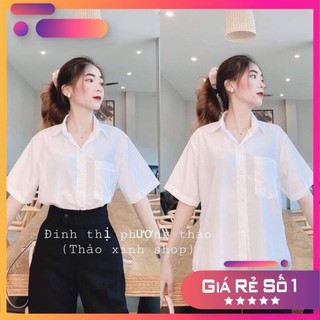 [Có size từ 28kg-75kg] áo sơ mi trắng tay lỡ form rộng bassic form rộng, hàng bao đẹp.SM01