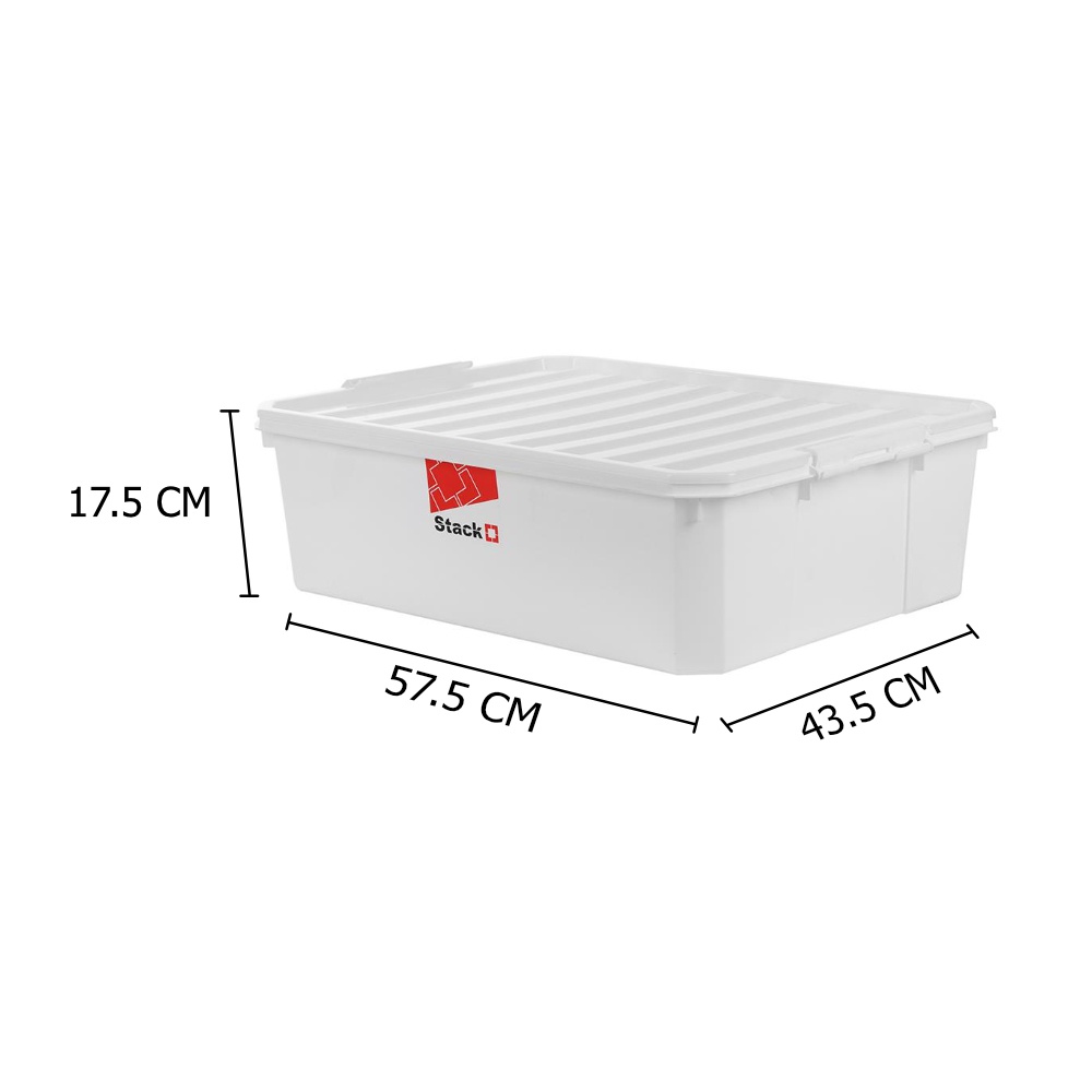 HomeBase STACKO Thùng nhựa đựng đồ đa năng có nắp 36L Thái Lan FAMILY W57.5xH17.5xD43.5cm màu trắng