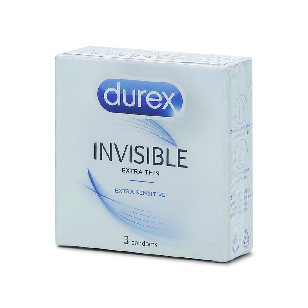 Bao cao su Durex invisible Siêu Mỏng, An Toàn Hiệu Quả Cao – Hộp 3 Cái