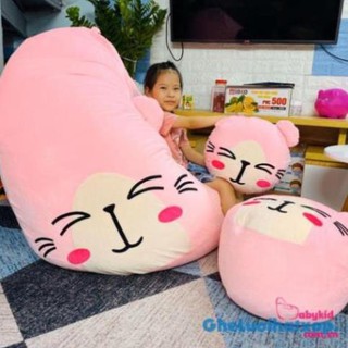 Ghế lười hạt xốp trang trí hình thú, cỡ S, chất vải nhung lạnh nhiều màu