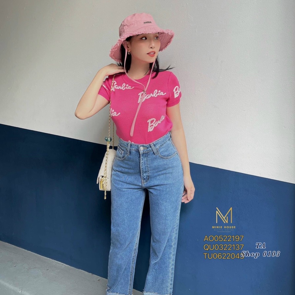 Áo len mongtoghi chữ barbie cổ tròn siêu hot