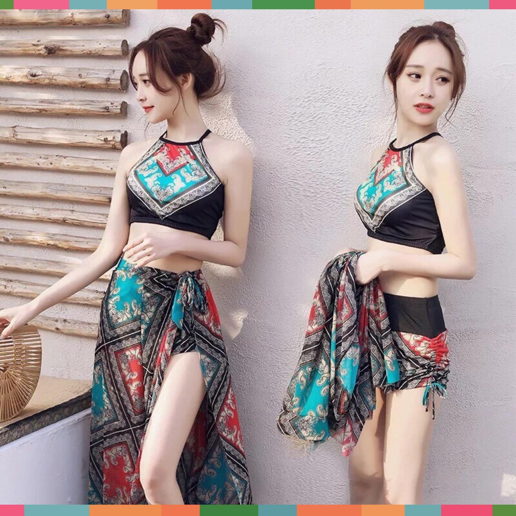 Set bikini 3 mảnh kèm khăn cao cấp [hàng hot]