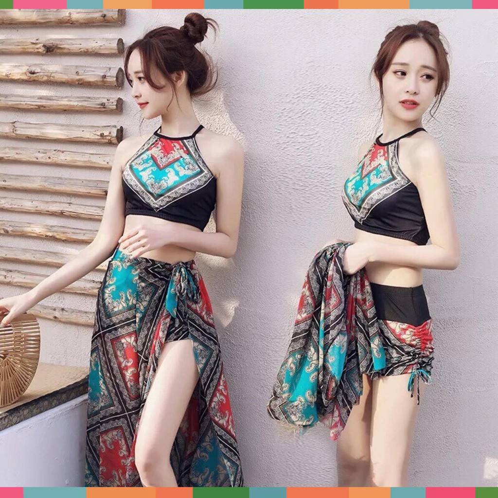 Set bikini 3 mảnh kèm khăn cao cấp [hàng hot]