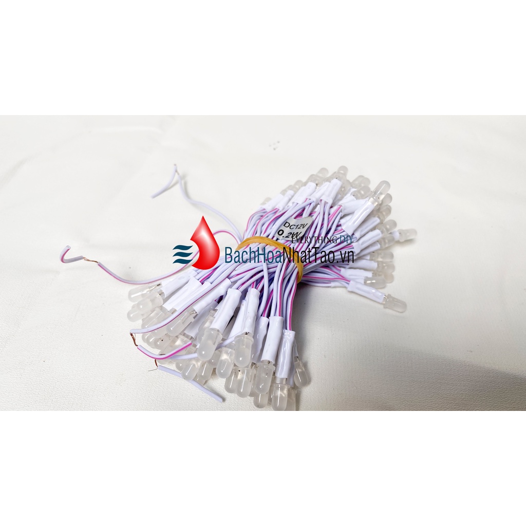 Led ruồi liền dây 5mm - 12 V đơn màu ( trắng, vàng, xanh lá, xanh dương, đỏ)