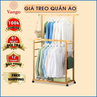 Giá treo quần áo thông minh gỗ tre tự nhiên cao cấp, Kệ treo đồ có chỗ để giày dép tiện lợi, sơn phủ bóng sang trọng