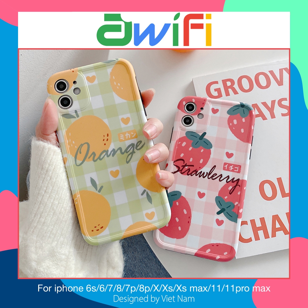 Ốp lưng iphone imd new hè cam dâu 5/5s/6/6plus/6s/6splus/7/7plus/8/8plus/x/xr/xs/11/12/pro/max/plus/promax - Awifi Q1-5 | BigBuy360 - bigbuy360.vn