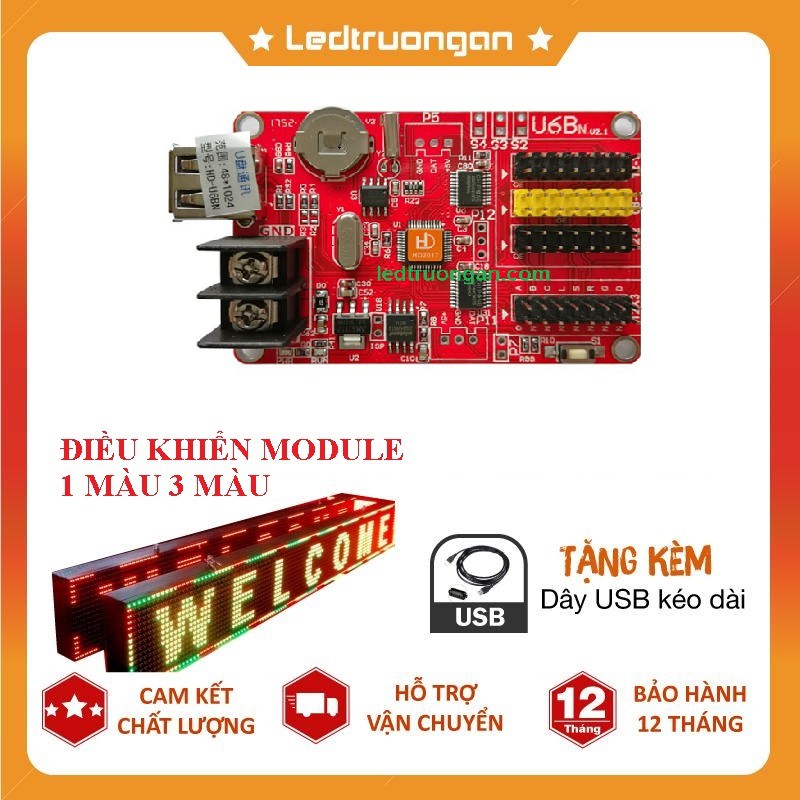 Card HD U6B,Mạch điều khiển led ma trận 1 màu 3 màu