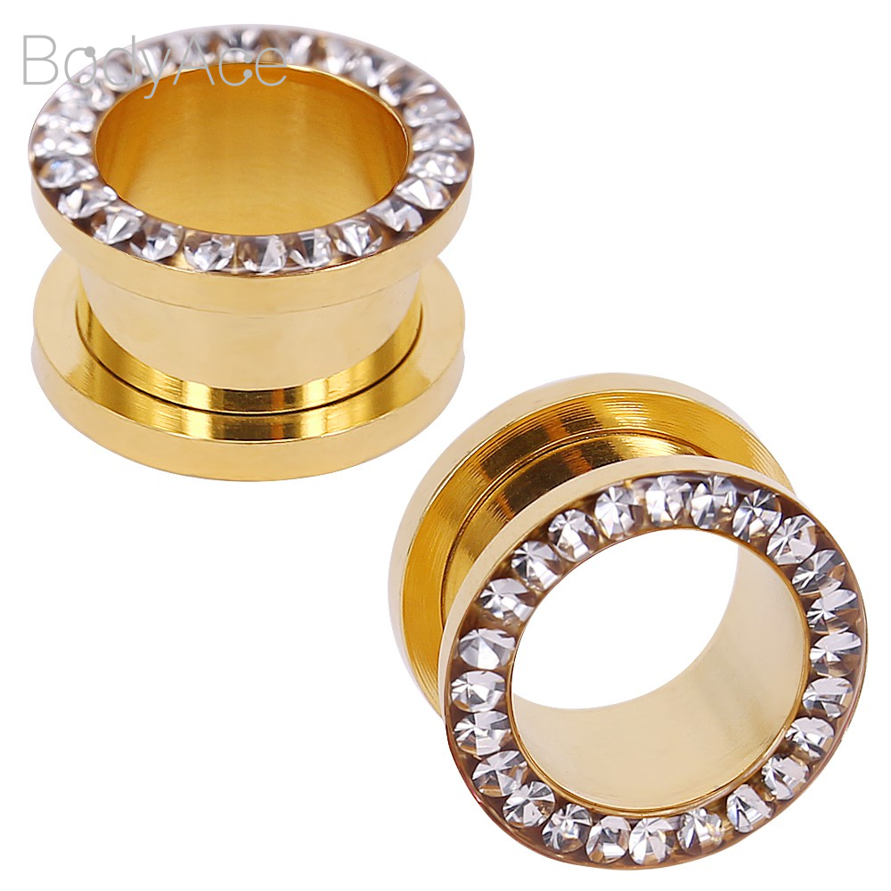 Khuyên xỏ lỗ tai mạ vàng đính đá zircon 5-18mm sang trọng