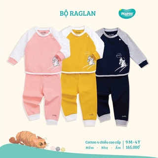 Bộ dài tay zaglan cotton 4 chiều mềm, mịn Peapod size 6m-4Y