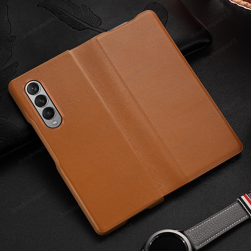 Ốp Điện Thoại Da Thật Bảo Vệ Toàn Diện Chống Va Đập Cho Samsung Galaxy Z Fold 4 Fold4 5G Fold3