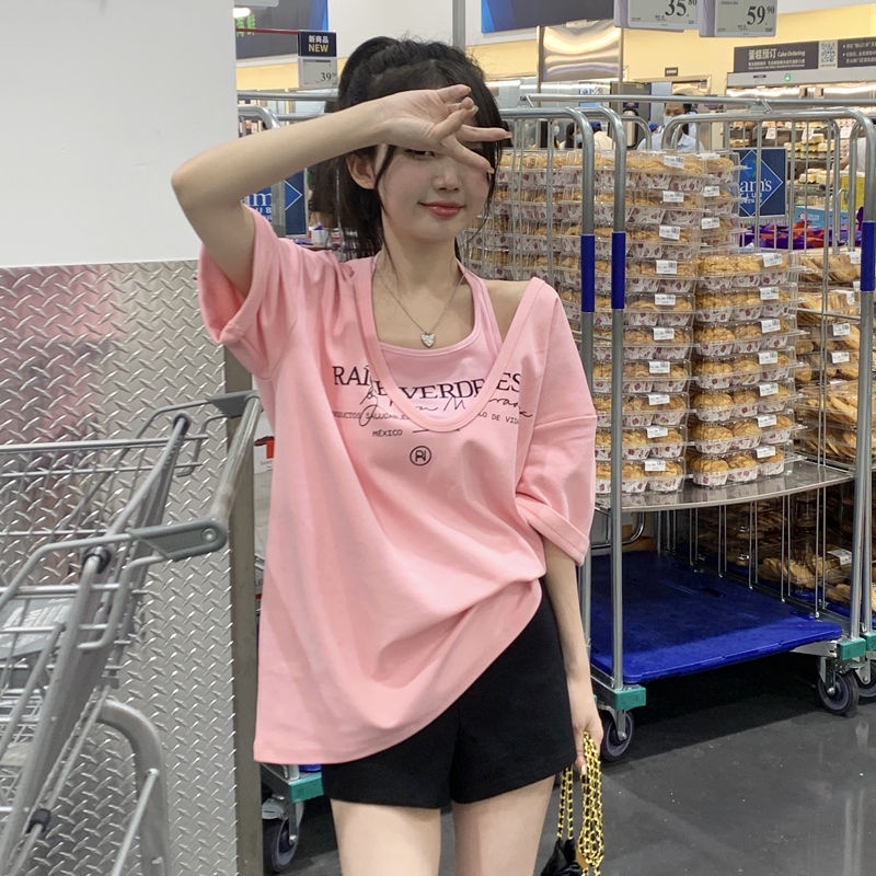 Set Áo Thun Ngắn Tay Và Đầm Hai Dây Họa Tiết Sọc Caro Phong Cách Mỹ Thời Trang Mùa Hè 2022