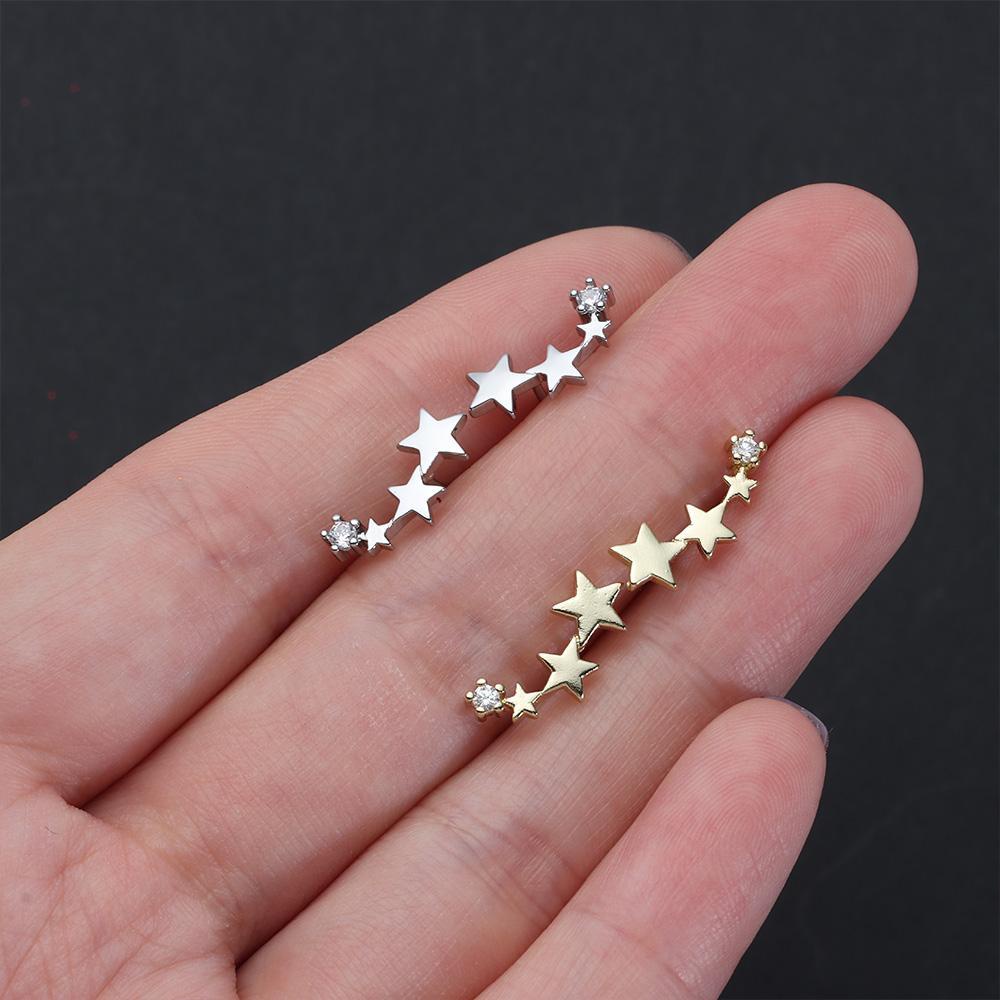 ORIENTLII Bông Tai Mạ Bạc 925 Hình Ngôi Sao Thời Trang Cho Nữ