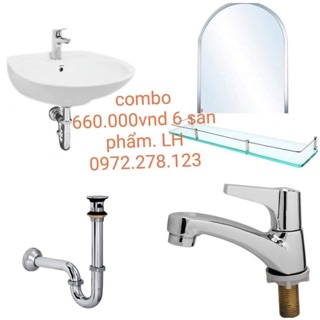 COMBO TRỌN BỘ LAVABO 6 SP -xả inox giá ưu đãi
