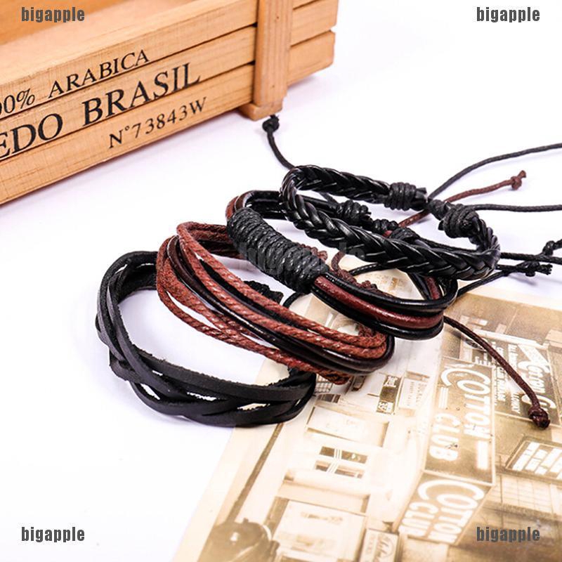 Set 4 vòng tay da cá tính cho nam