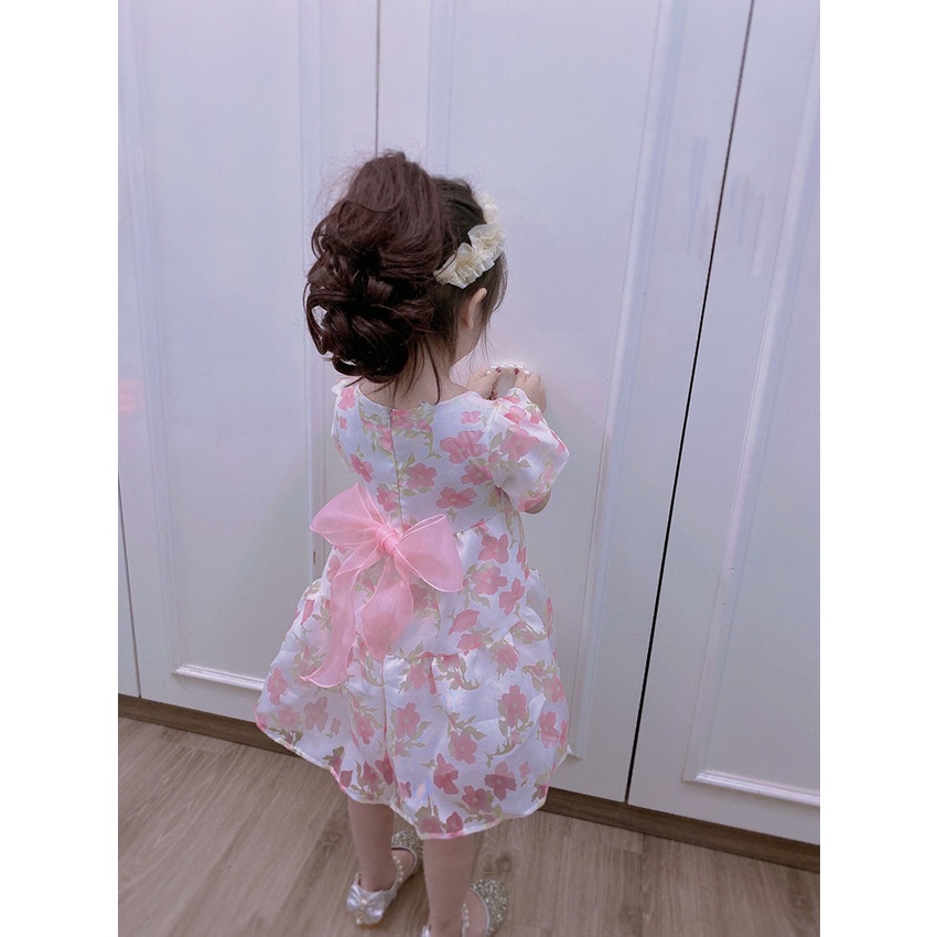 VÁY CHO BÉ GÁI VẢI TƠ ÉP CÓ LÓT TRONG, ĐÍNH NỢ PHÍA SAU CỰC XỊN HÀNG BÁN SHOP SIZE  9-21KG [V40]