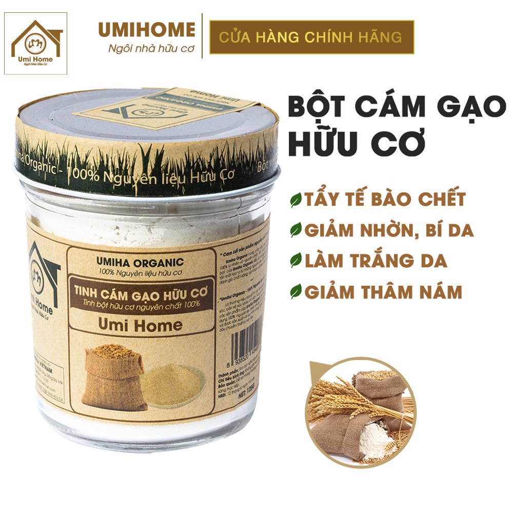 Bột Cám Gạo đắp mặt hữu cơ UMIHOME nguyên chất | Rice Bran Flour 100% Organic 135G