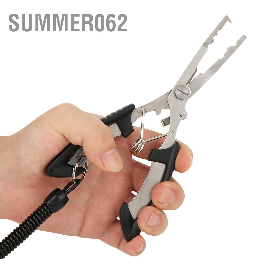 Summer062 Aluminium Alloy Fishing Lure Pliers with Rubber Non-slip Handle Lanyard Tackle
