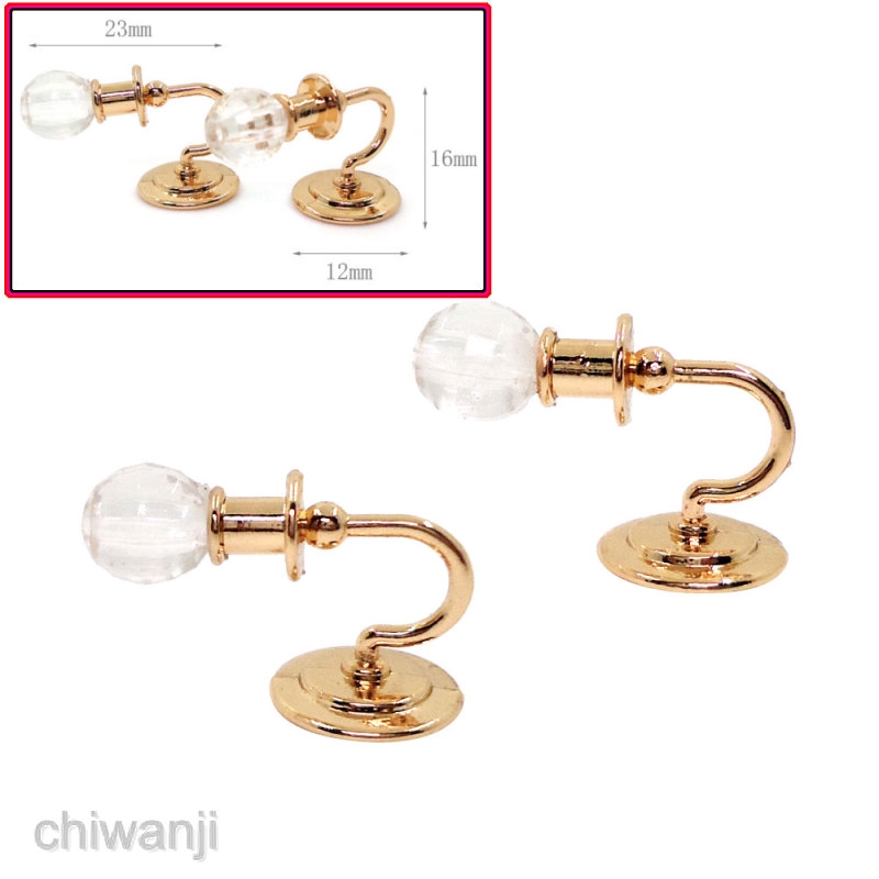 2pcs Alloy Metal 1:12 Scale Mini Wall Lamp Light Dollhouse Accessories