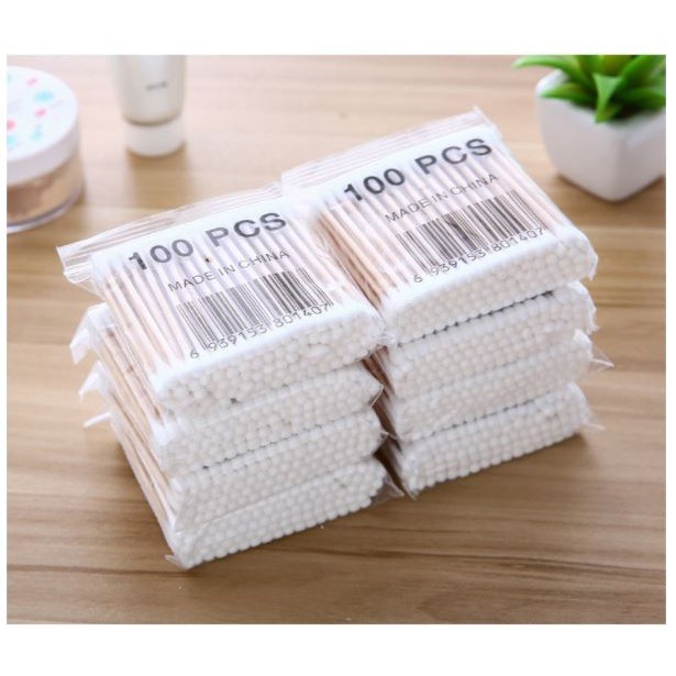 Túi 100 tăm bông thân gỗ - Hàng nội địa Trung
