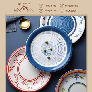 Đĩa sứ vintage size lớn 27cm phong cách Nhật Bản, Bắc Âu