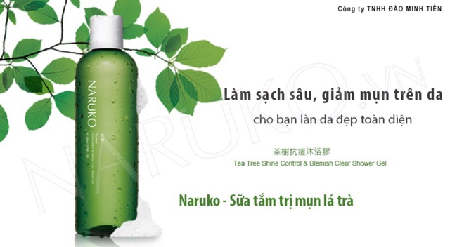 (BẢN ĐÀI) SỮA TẮM TRÀM TRÀ GIẢM MỤN LƯNG NARUKO TEA TREE SHINE CONTROL AND BLEMISH CLEAR SHOWER GEL | BigBuy360 - bigbuy360.vn