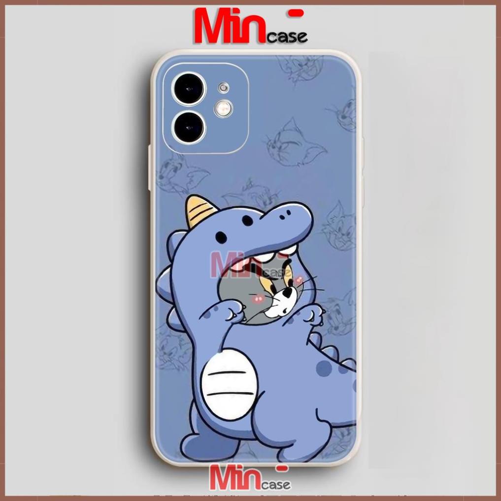 Ốp lưng iphone 6/6s/7/8/X/XS/Xr/11/12/13 Pro Plus Max Cạnh viền vuông silicon mềm dẻo hình tom jerry cute dễ thương đẹp