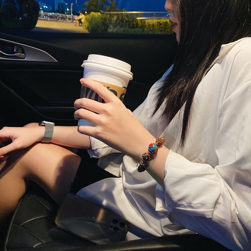 -Vòng tay thiết kế, Lưu Ly charm Inlay Tây Tạng - Bình an thu hút vận khí - Mẫu thiết kế