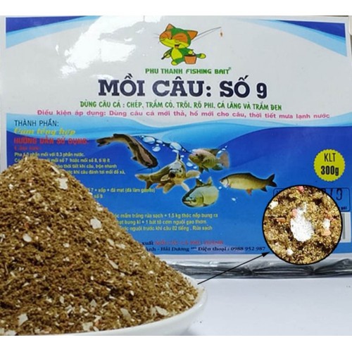 Mồi câu cá Phú Thành gói số 9 ( mẫu mới)