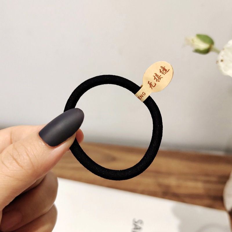 Dây buộc tóc cao su co giãn không viền màu đen DIY cho người lớn