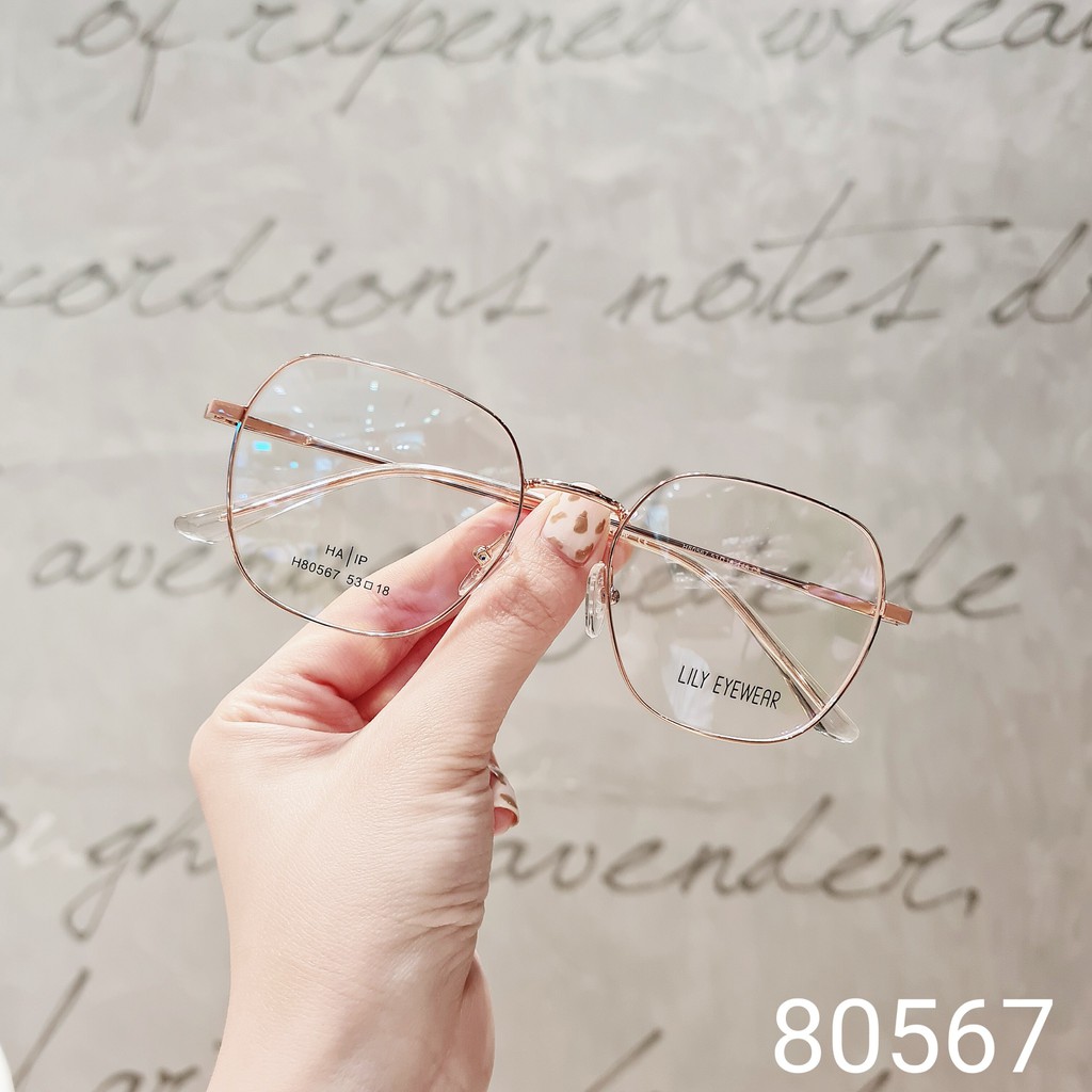 Gọng kính mắt nam nữ Lilyeyewear mắt vuông to chất liệu kim loại thanh mảnh màu sắc thời trang 80567 | BigBuy360 - bigbuy360.vn