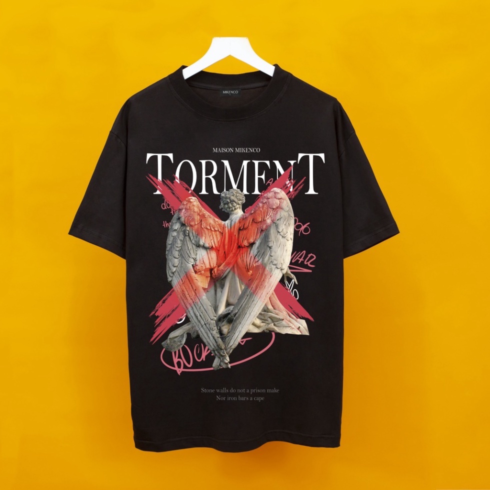 Áo thun tay lỡ MIKENCO thiên thần TOR YGGENZ, Áo thun unisex nam nữ form rộng