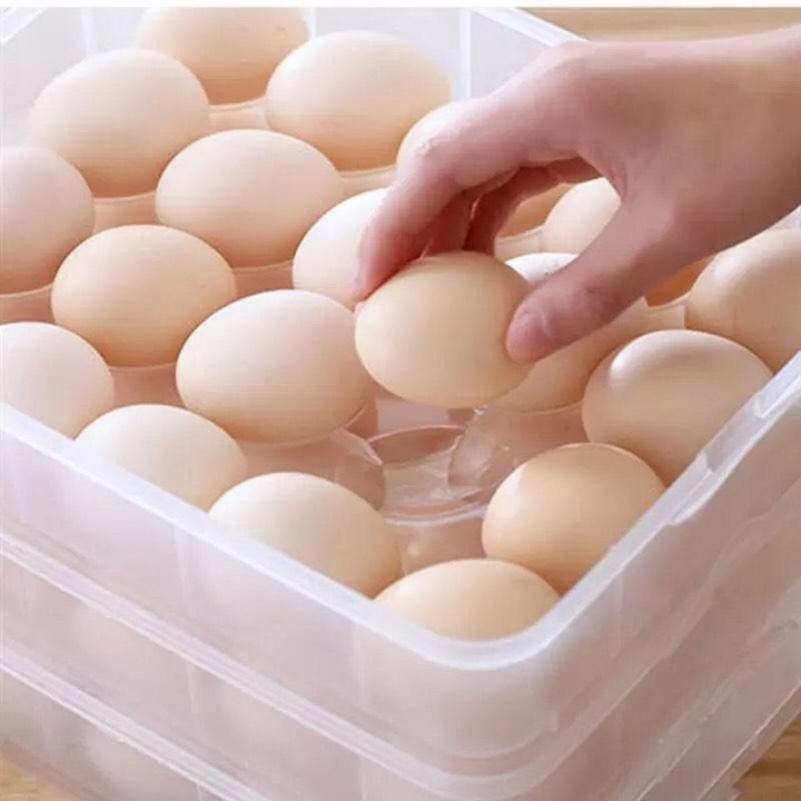 Bộ khay đựng trứng 2 tầng 40 quả nhựa dẻo chịu nhiệt cao cấp