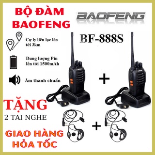 Bộ đàm Baofeng bf 888s - tặng 2 tai nghe - 2 đàm cầm tay tầm xa mini sạc pin chính hãng - Bảo Hành 12 Tháng