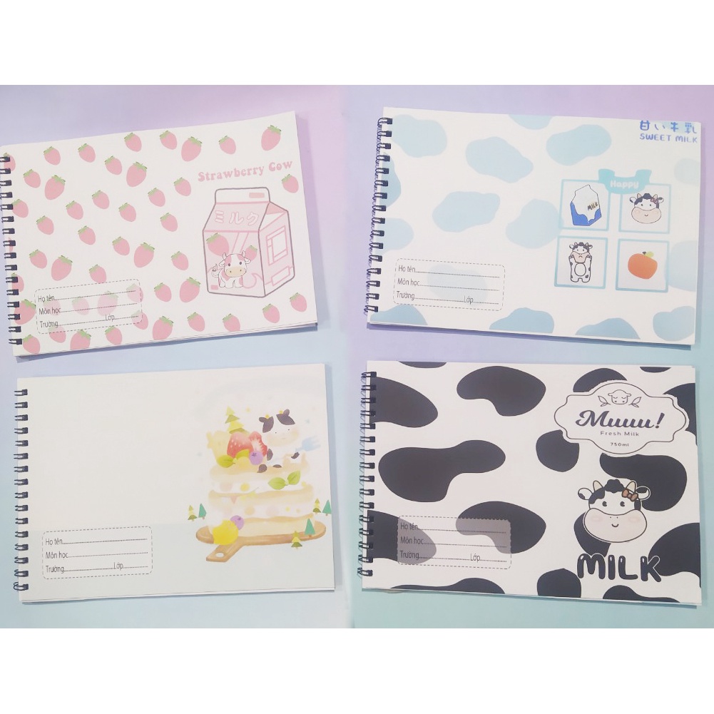 Vở vẽ bò sữa lò xo A5 VV5I31 20 tờ chuột hamster pheobe chó shiba hoạt hình cute dễ thương