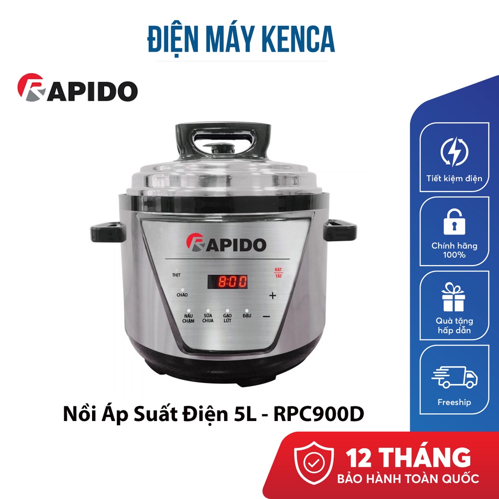 Nồi áp Suất Điện Đa Năng 5 Lít Rapido Rpc900D ( Ferroli Fpc900D) - Bh 12 Tháng- Điện Máy Kenca