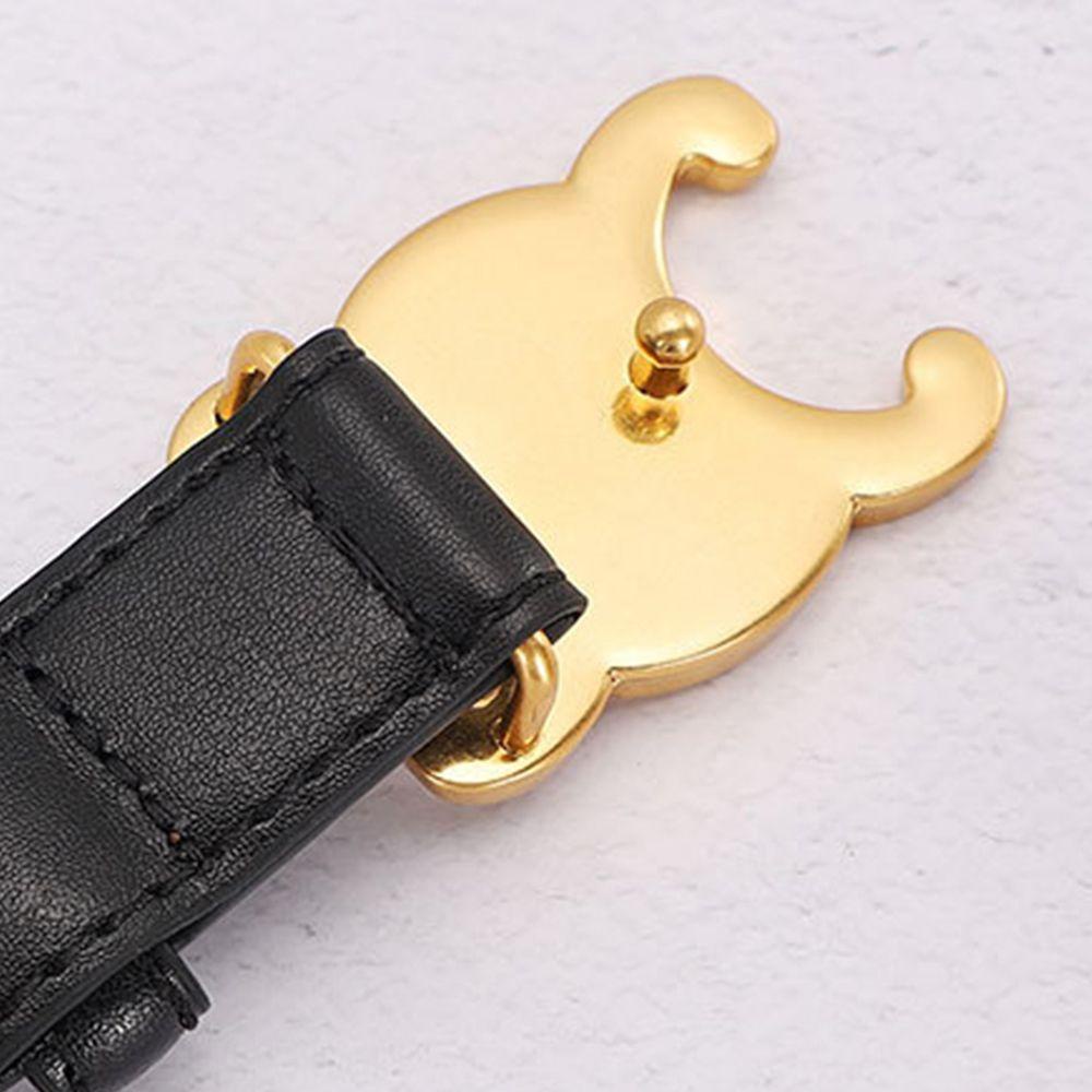 LILYES Thắt Lưng Khóa Tròn Đôi Bằng Hợp Kim Màu Trơn Độc Đáo Cho Nữ