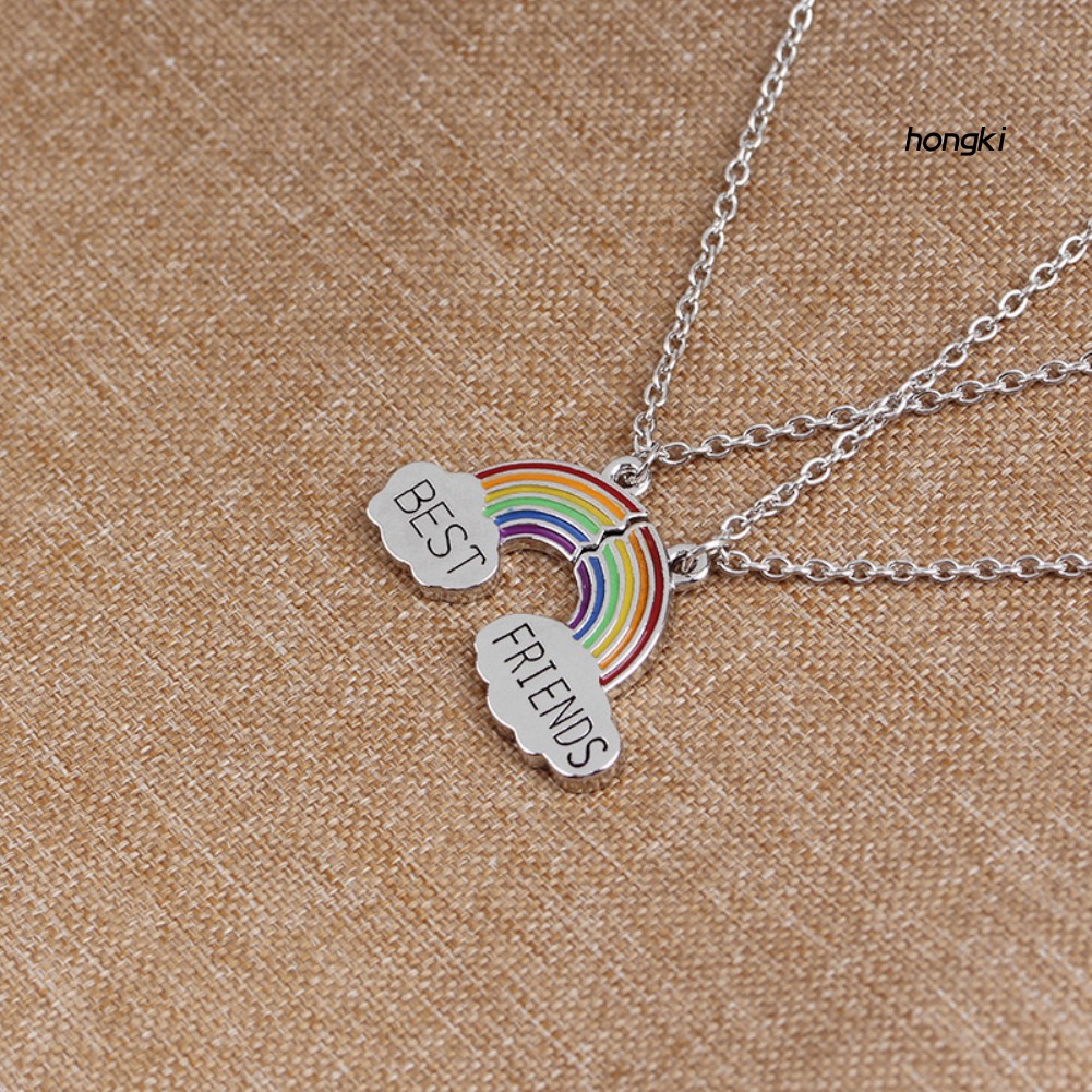 Set 2 Vòng Cổ Tình Bạn Mặt Cầu Vồng Nhiều Màu Sắc Thời Trang Cho Nữ