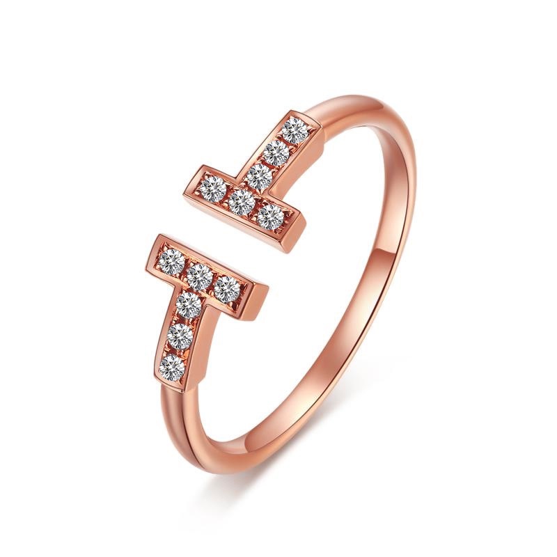Ahellogirl Nhẫn Hở Mạ Vàng 18K Đính Hạt Kim Cương Phong Cách Vintage Hàn Quốc
