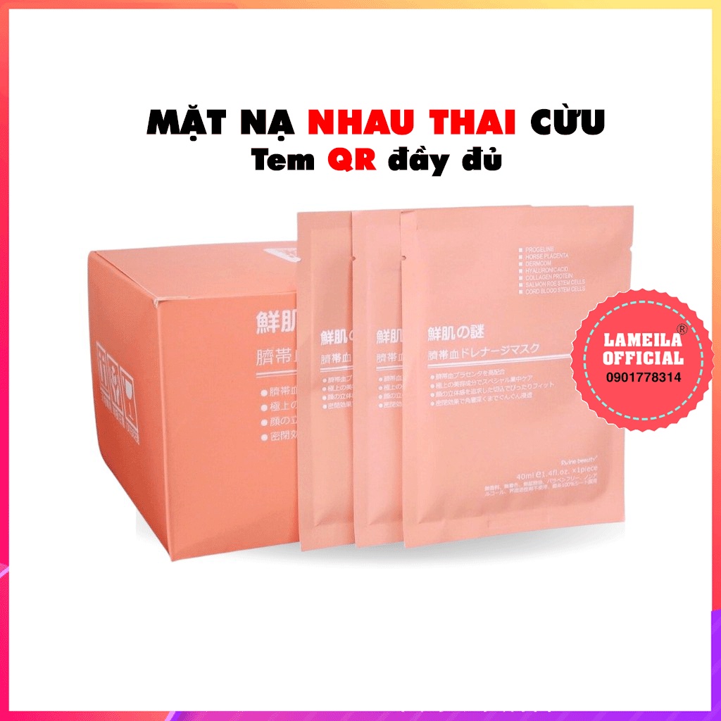 Hộp 50 miếng mặt nạ nhau thai cừu tế bao gốc Nhật Bản Rwine Beauty Steam Cell Placenta Mask P0113