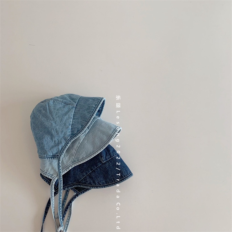 Mũ denim Vành Rộng Mềm Mại Che Nắng Chống Gió Bảo Vệ Tai Cho Bé