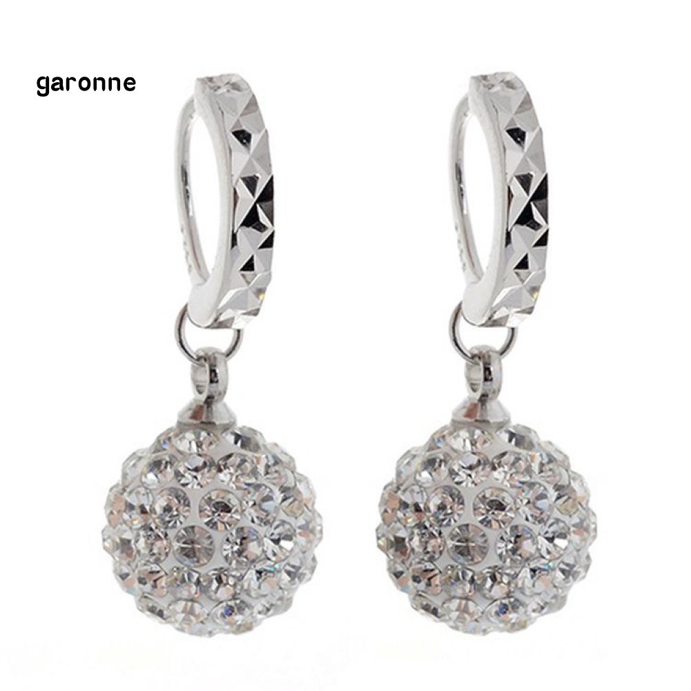 GA_Fashion Charming Rhinestones Round Ball Drop Huggie Earrings Women Jewelry Gift