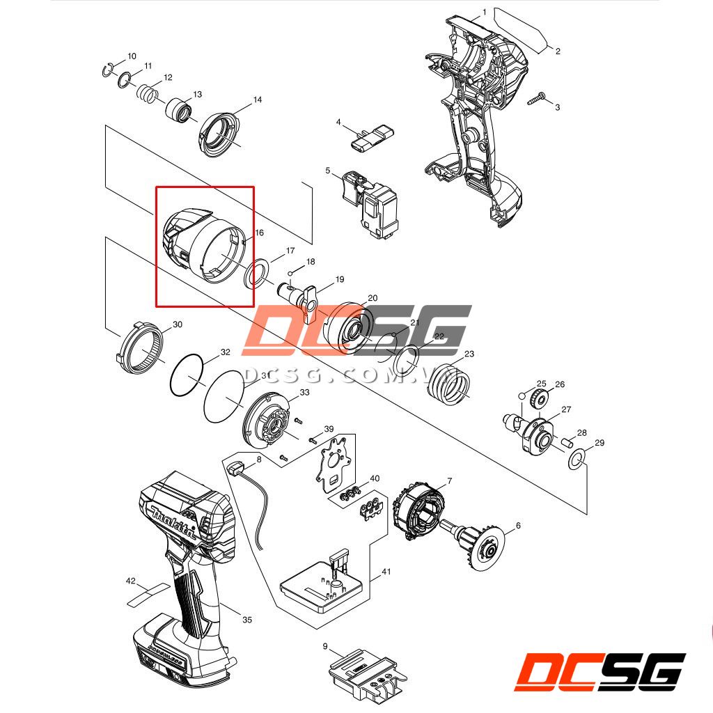 Hộp nhông máy vặn vít dùng pin 18V DTD153/ XDT13 Makita 143957-3 DCSG