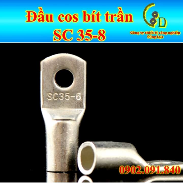 Đầu cos bít trần SC 25-8, SC 35-8 10cái💥VIP💥cosse bích đầu bằng, cốt bấm nối dây điện 25mm, 35mm bằng đồng, đấu ắc quy