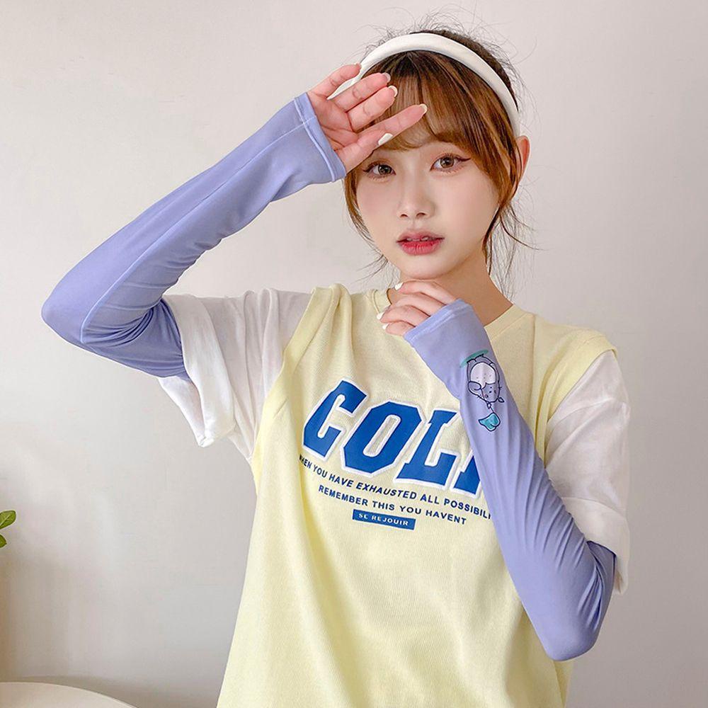 Vỏ Bọc Cánh Tay Chống Nắng Bằng Lụa Lạnh Thoáng Khí Hình Chim Cánh Cụt Cho Nữ