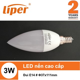(Đèn led LIPER) Bóng đèn LED bulb nến 3W ánh sáng vàng đui xoáy E14 LIPER LP-JP3ALED-W