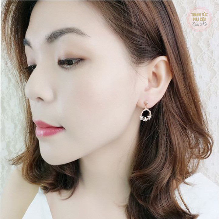 Bông tai nữ dáng dài vòng hoa thời trang Hàn cực xinh HT190