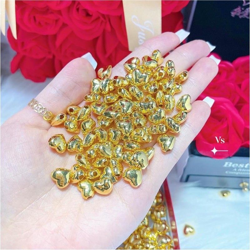 Mặt Tim Phồng Vàng Cho Nữ, Khắc Tên Lazer Theo Yêu Cầu, Món Quà Siêu ý Nghĩa dành Tặng Người Thương- Trang sức Hoà Thảo