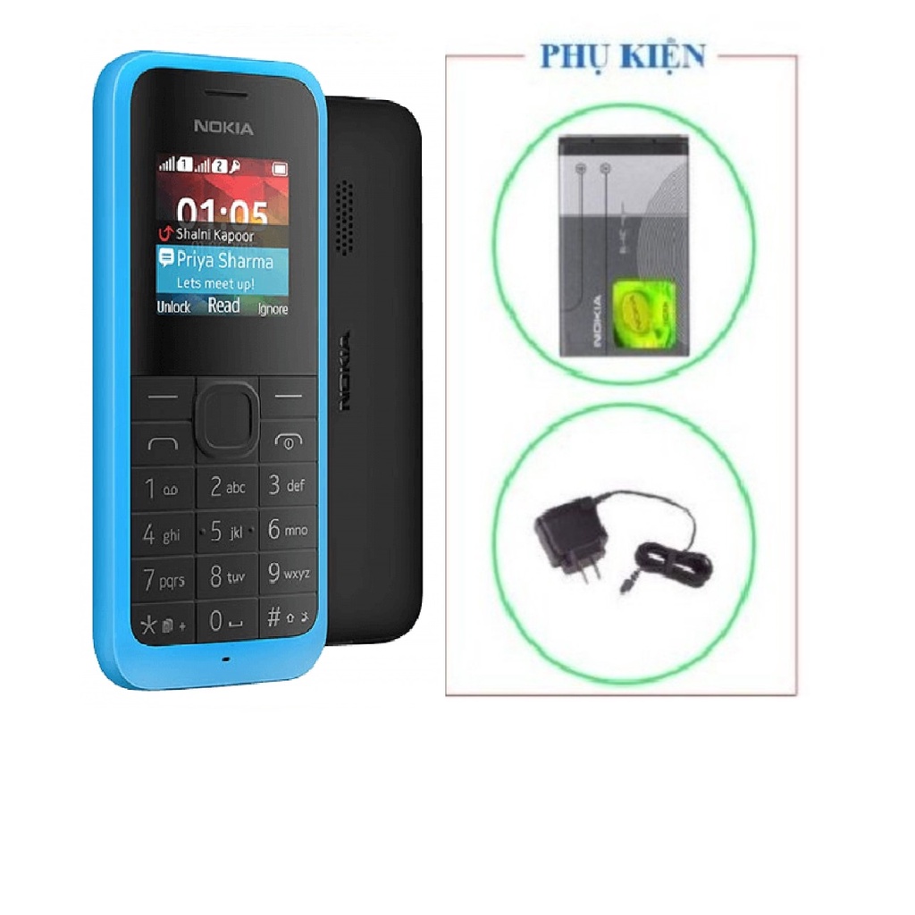 Điện Thoại 105 Loại 2 Sim Pin Sạc Đầy Đủ