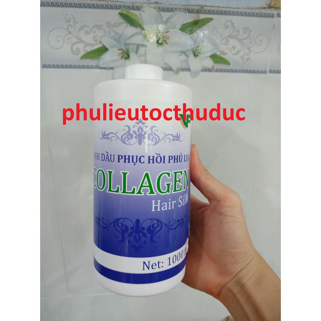 1000ml Tinh dầu phục hồi phủ lụa Collagen hair sili chai xanh