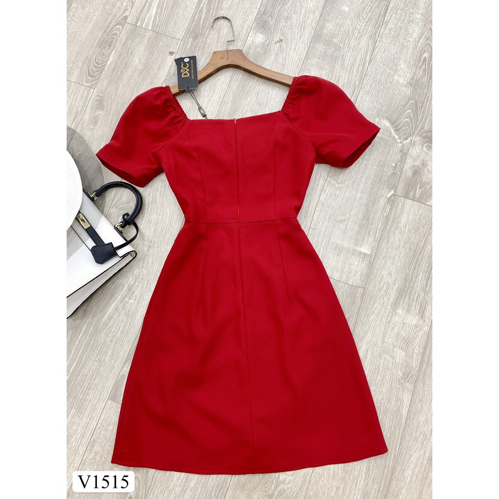 Váy đỏ ngắn tay V1515 - Đẹp Shop DVC (Kèm ảnh thật trải sàn do shop tự chụp) | BigBuy360 - bigbuy360.vn